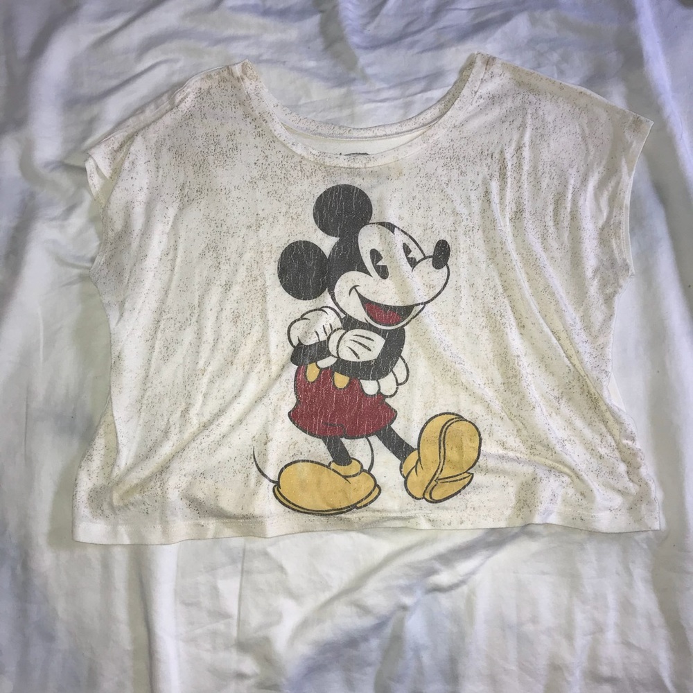Mickey Mouse distressed cropped tee